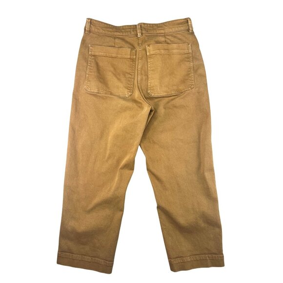 Everlane Cropped Straight Short Pants Womens Size 8 Ochre Cotton Blend Casual - Picture 4 of 14